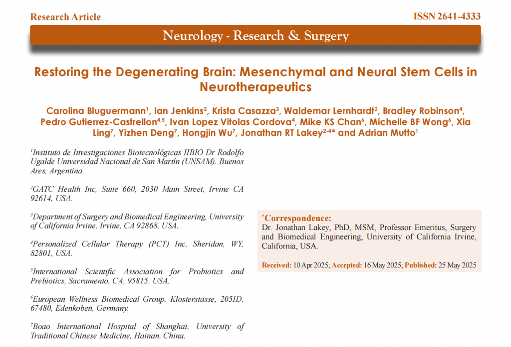 博鳌国际医院在《Neurology – Research & Surgery》上发表干细胞治疗脑部退行性疾病的最新研究插图